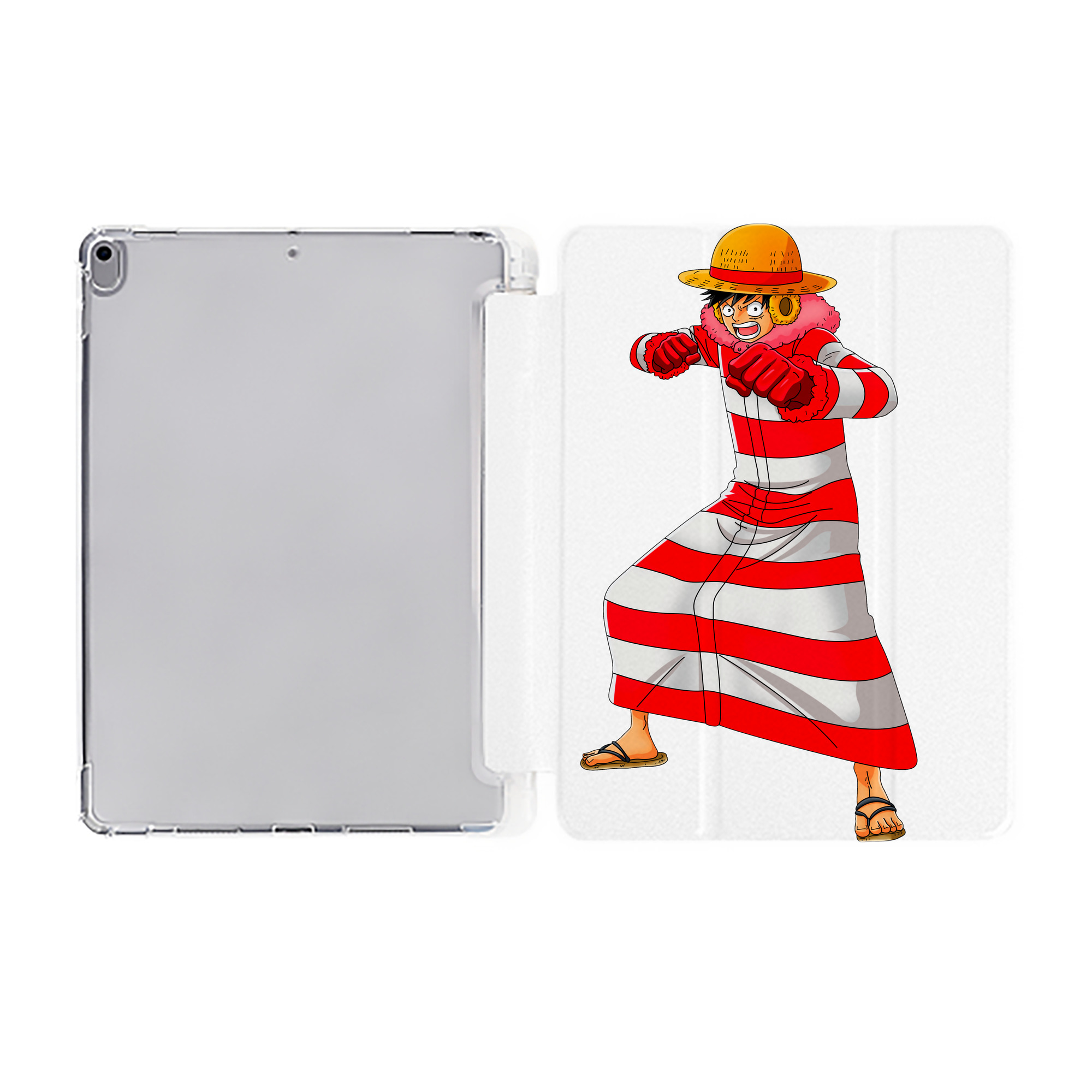 （画像用） ワンピース モンキー・D・ルフィ ONE PIECE Monkey D. Luffy IPad ケース ペン収納付き 三つ折りスタンド PUレザー×シリコン 対応機種9.5/10.5/10.9インチ